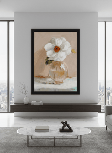 Monumental artwork centred on a feature wall in a luxe interior
