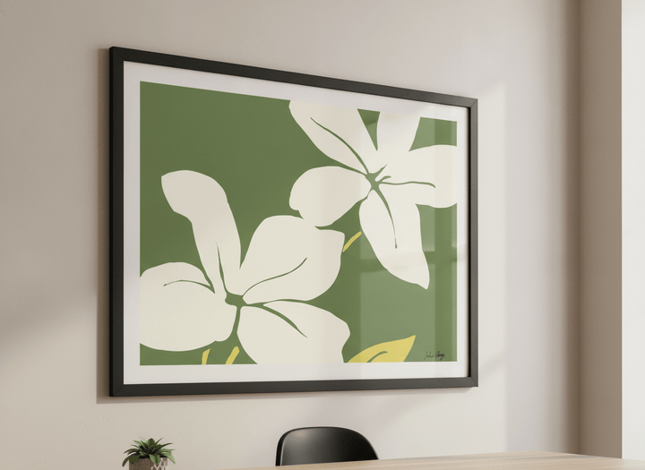 Contemporary wall art featured in a bright modern office workspace