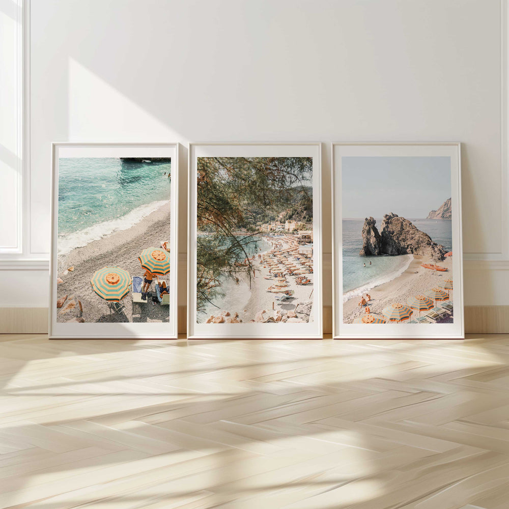 cinque terre white frame set of 3 white border