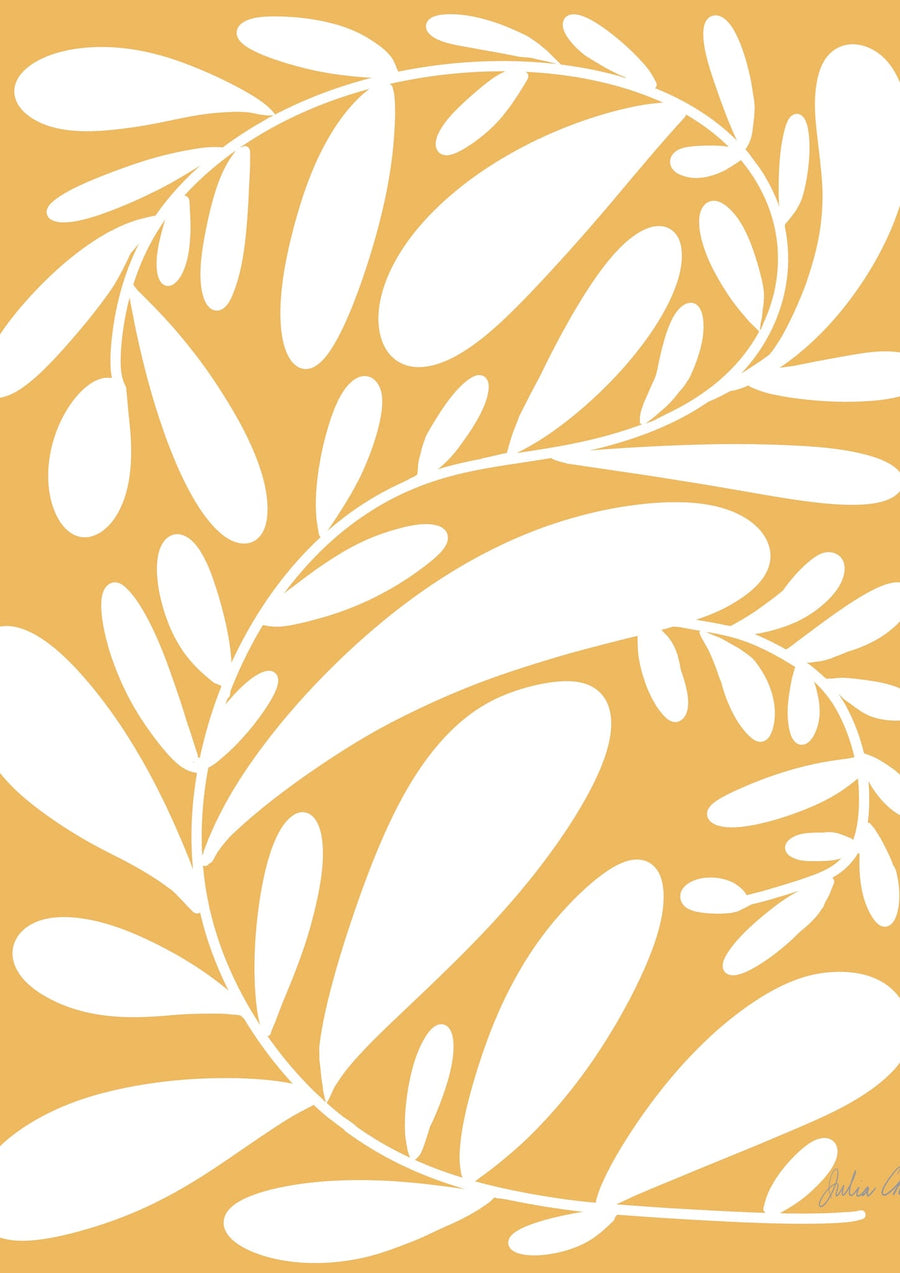White Leaves On Yellow By Julia Cheney