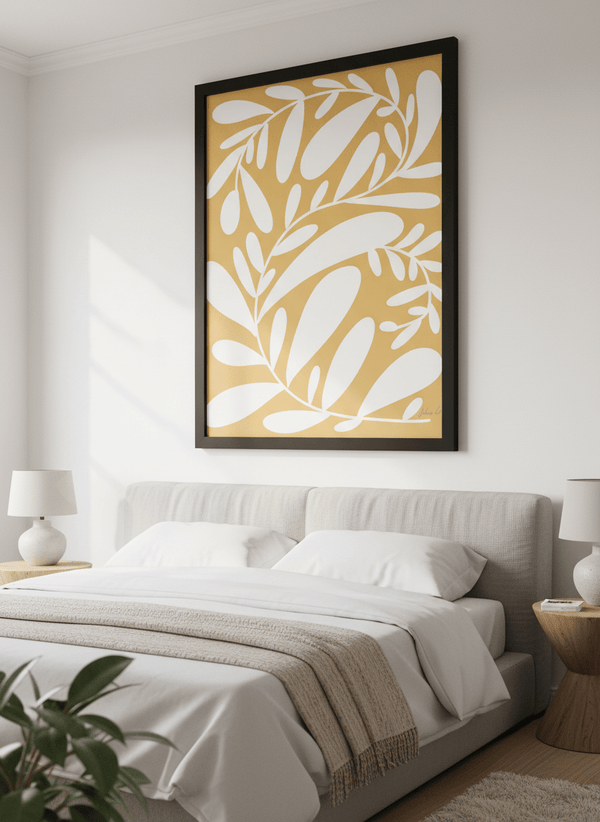White Leaves On Yellow By Julia Cheney