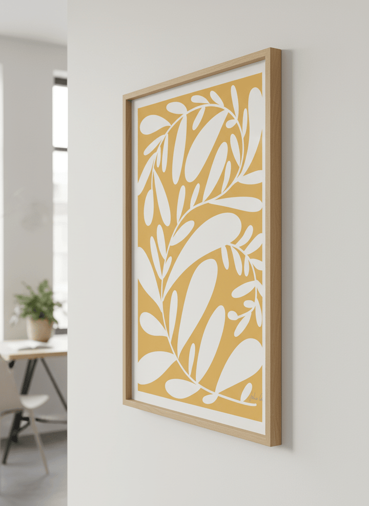 Contemporary wall art featured in a bright modern office workspace