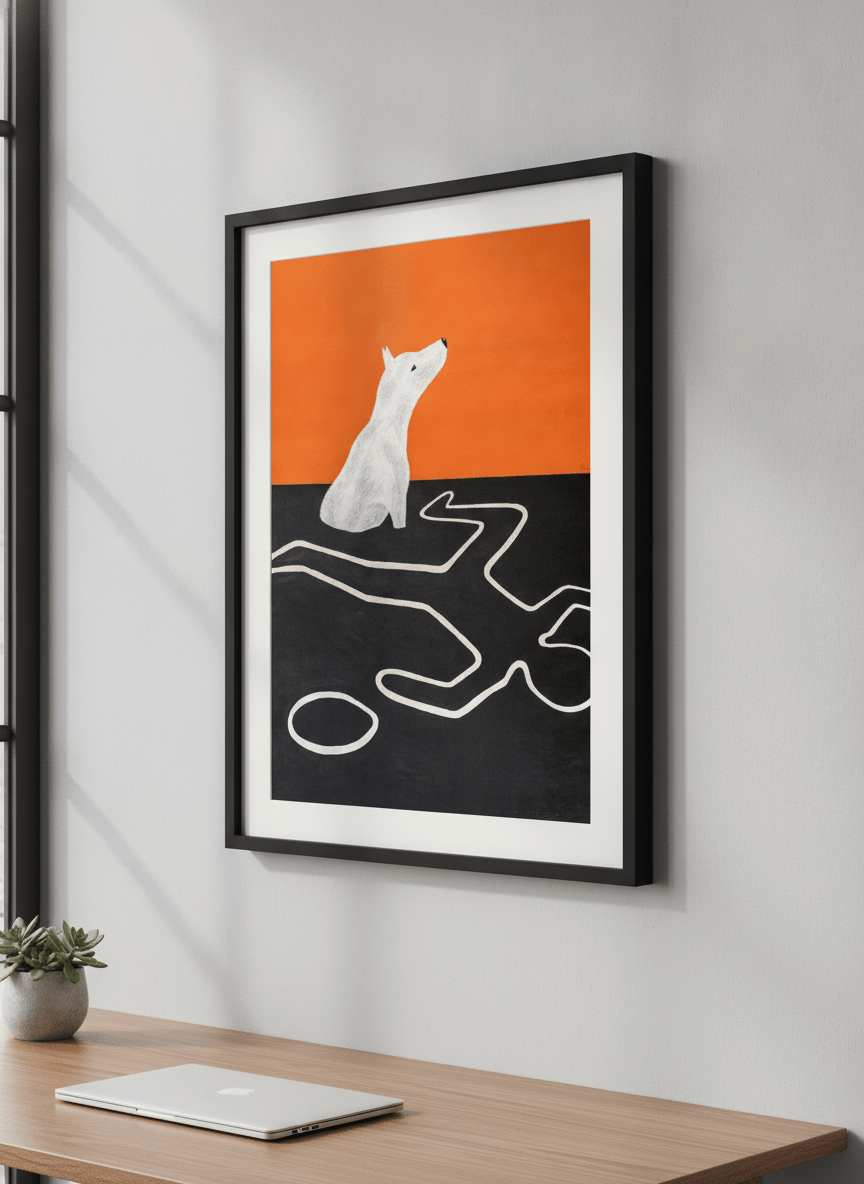 Contemporary wall art featured in a bright modern office workspace