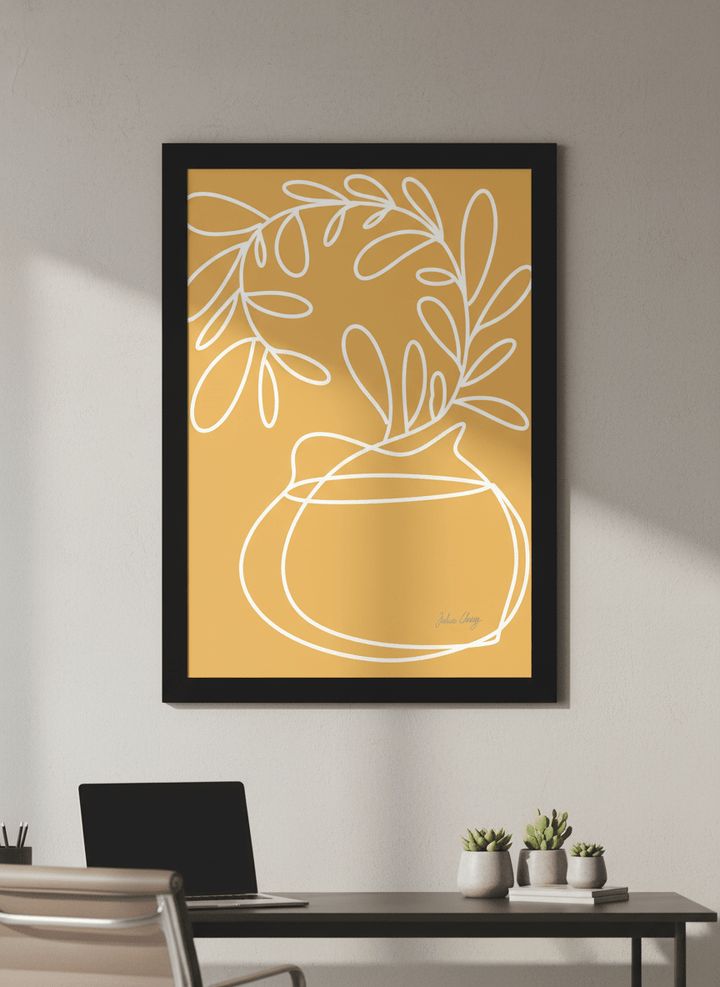 Contemporary wall art featured in a bright modern office workspace