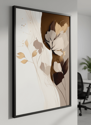 Contemporary wall art featured in a bright modern office workspace
