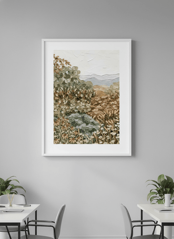 Contemporary wall art featured in a bright modern office workspace