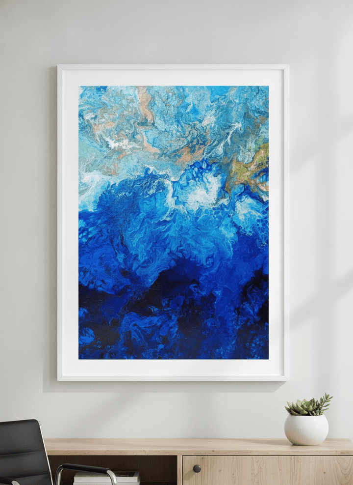 Contemporary wall art featured in a bright modern office workspace