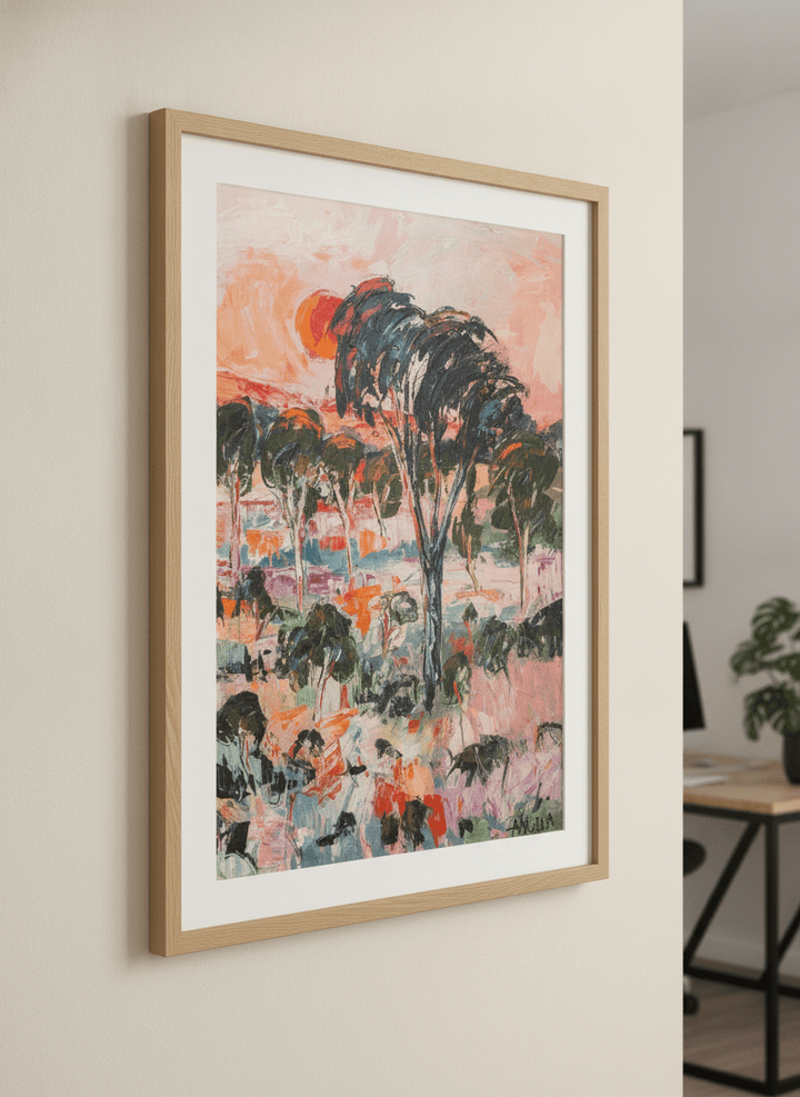 Contemporary wall art featured in a bright modern office workspace