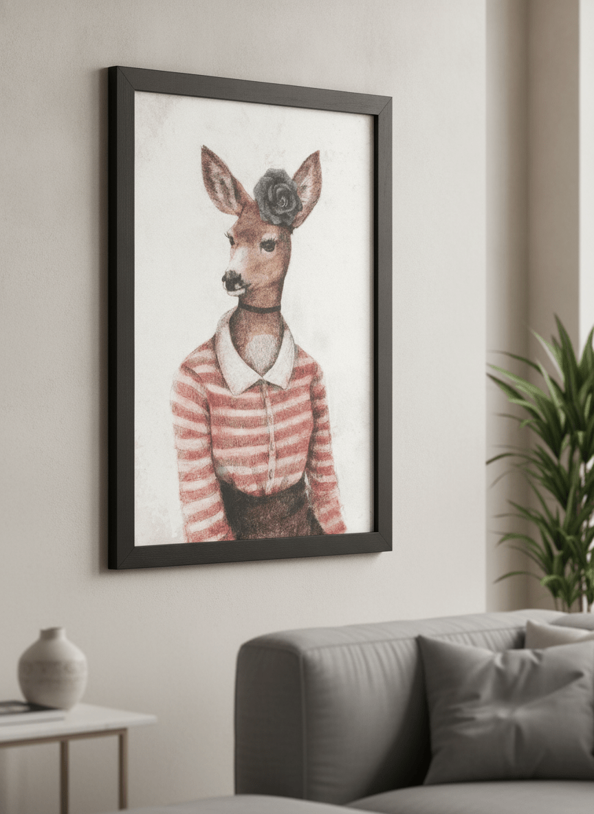 Modern wall art styled above a sofa in a neutral living room