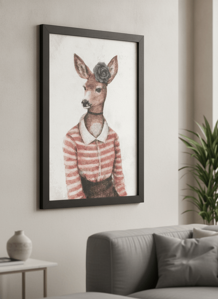 Modern wall art styled above a sofa in a neutral living room