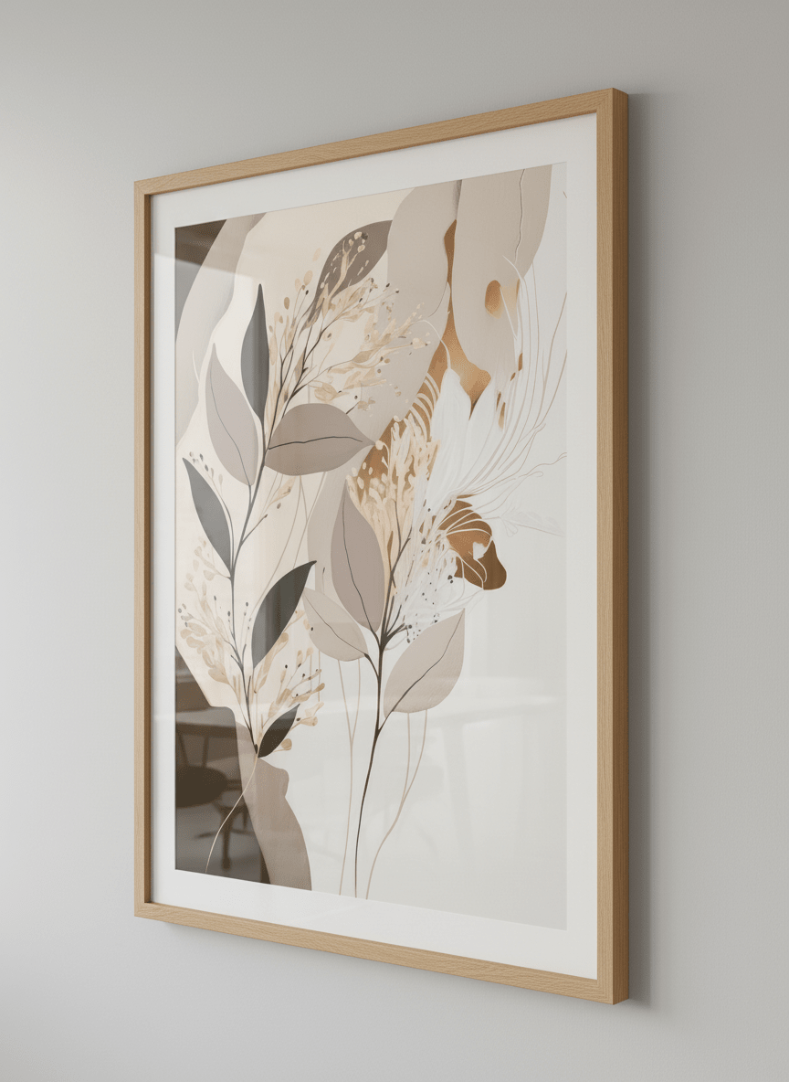 Contemporary wall art featured in a bright modern office workspace