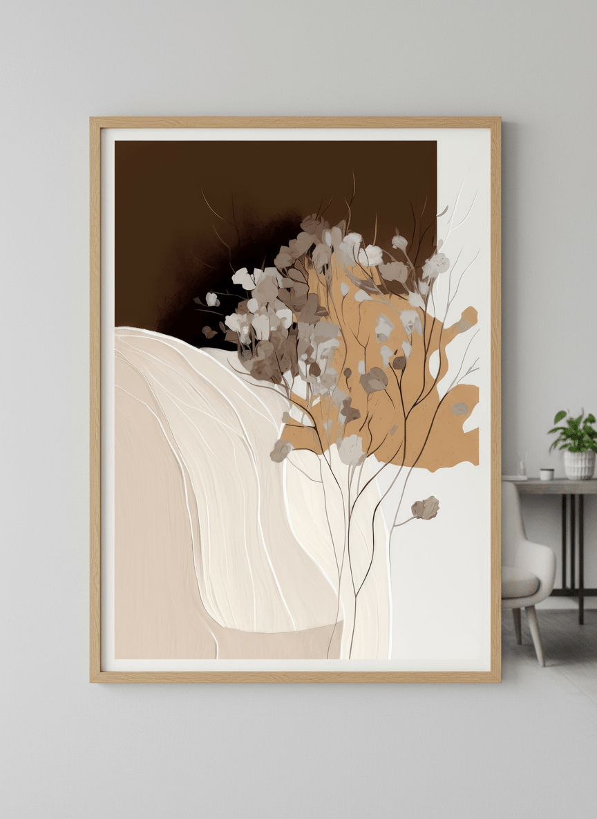 Contemporary wall art featured in a bright modern office workspace