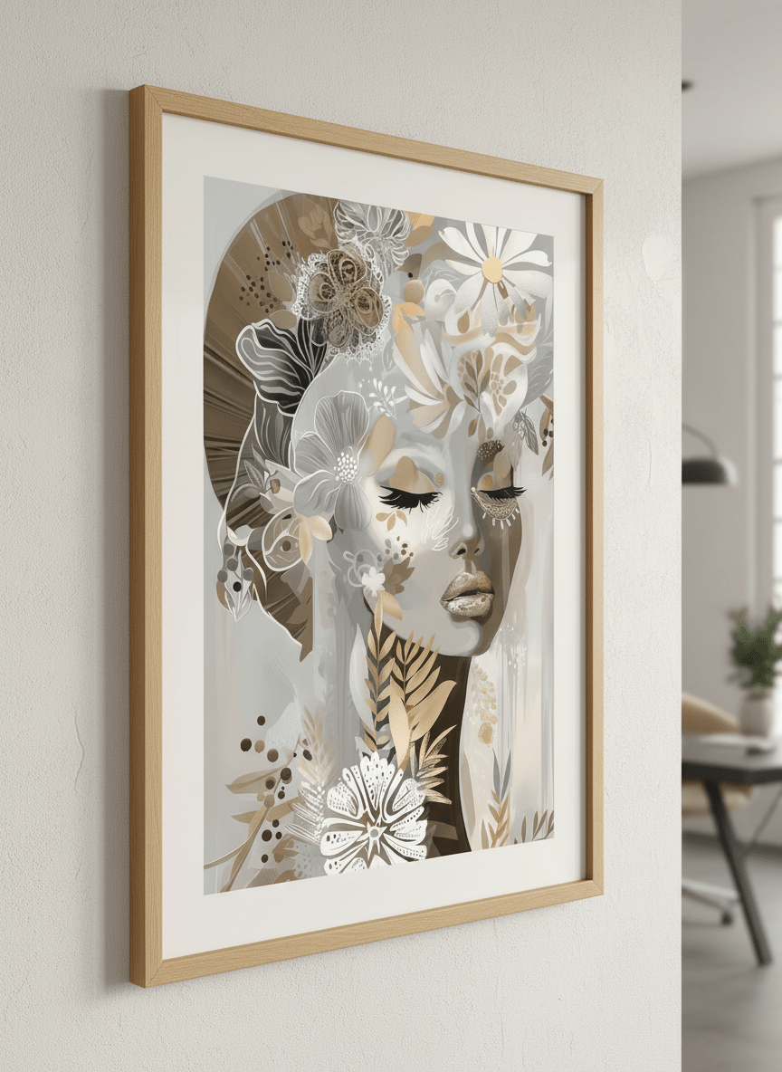 Contemporary wall art featured in a bright modern office workspace