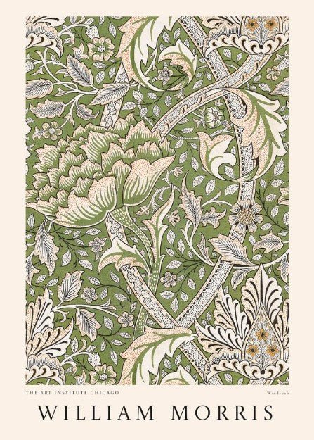 Windrush Green Pattern Wall Art by William Morris