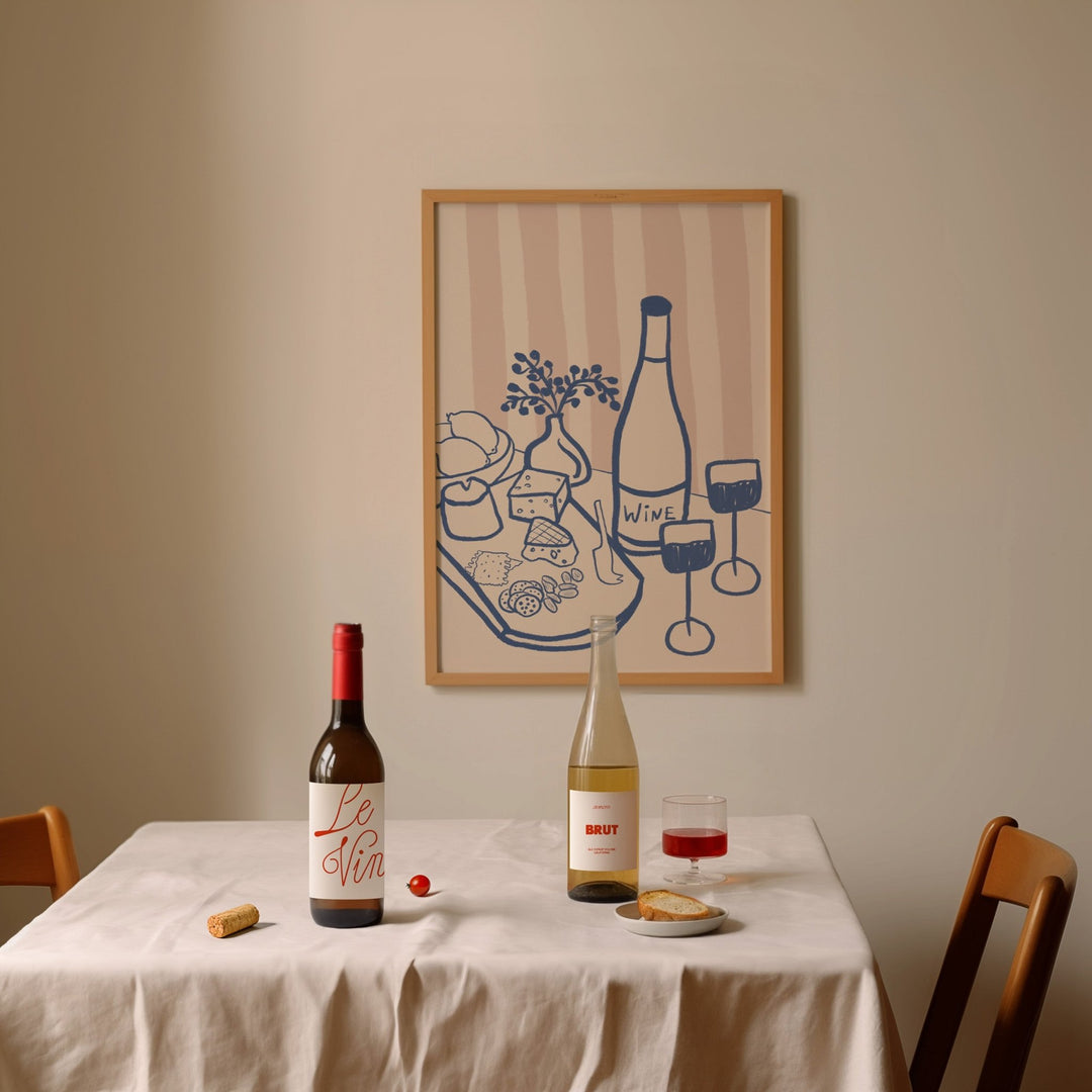 Wine and Cheese Board Pink Kitchen Artwork - Style My Wall