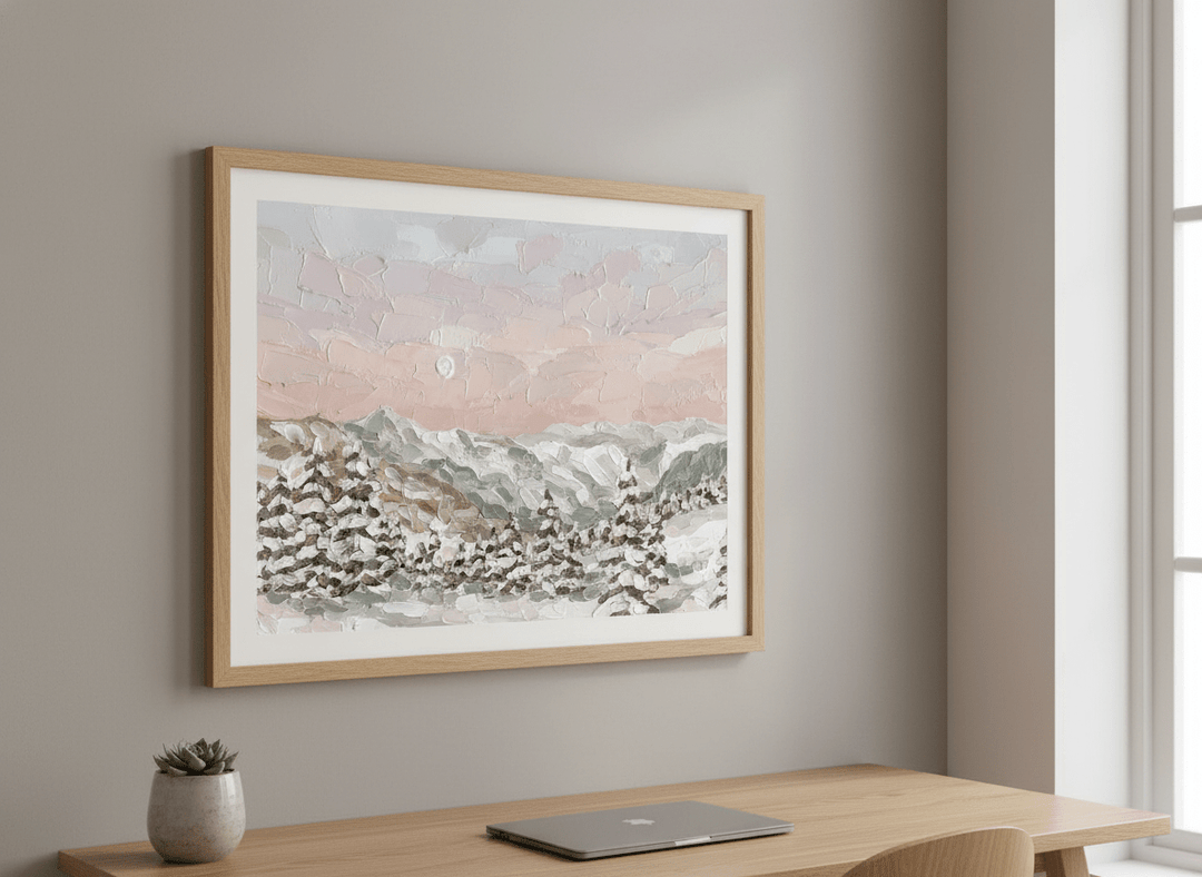 Contemporary wall art featured in a bright modern office workspace
