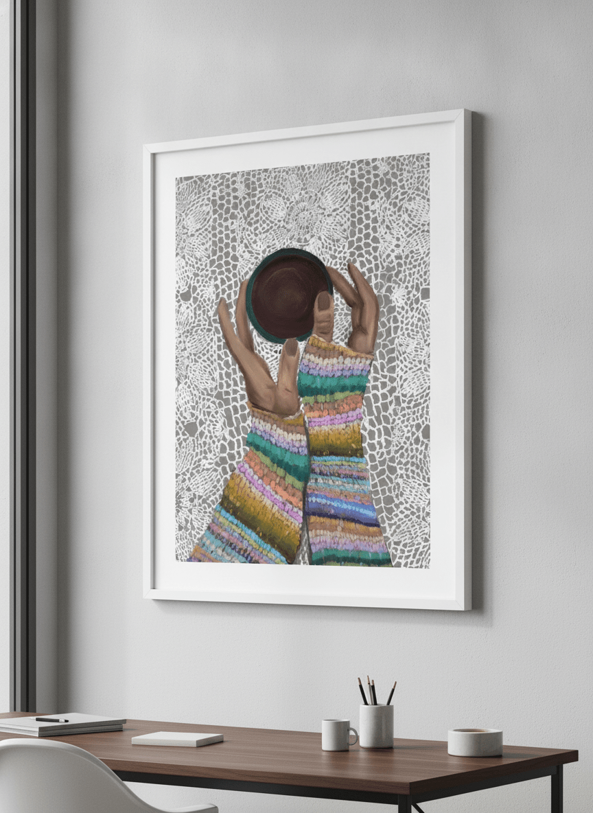 Contemporary wall art featured in a bright modern office workspace
