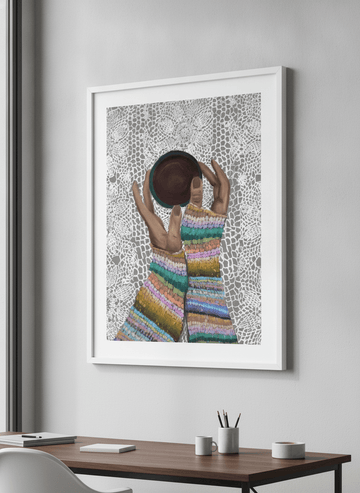 Contemporary wall art featured in a bright modern office workspace