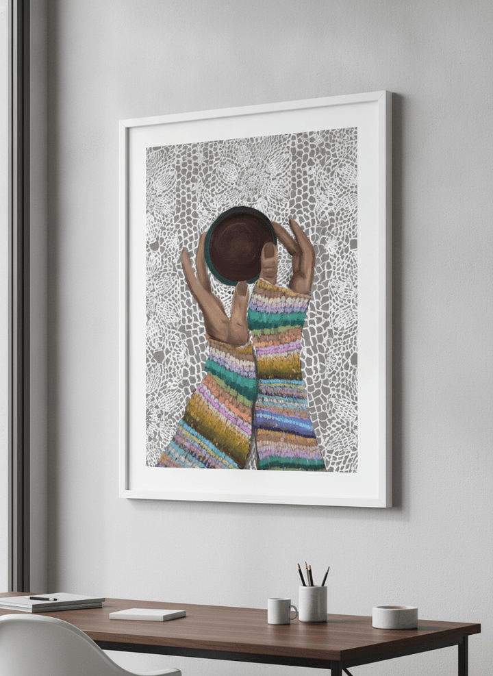 Contemporary wall art featured in a bright modern office workspace