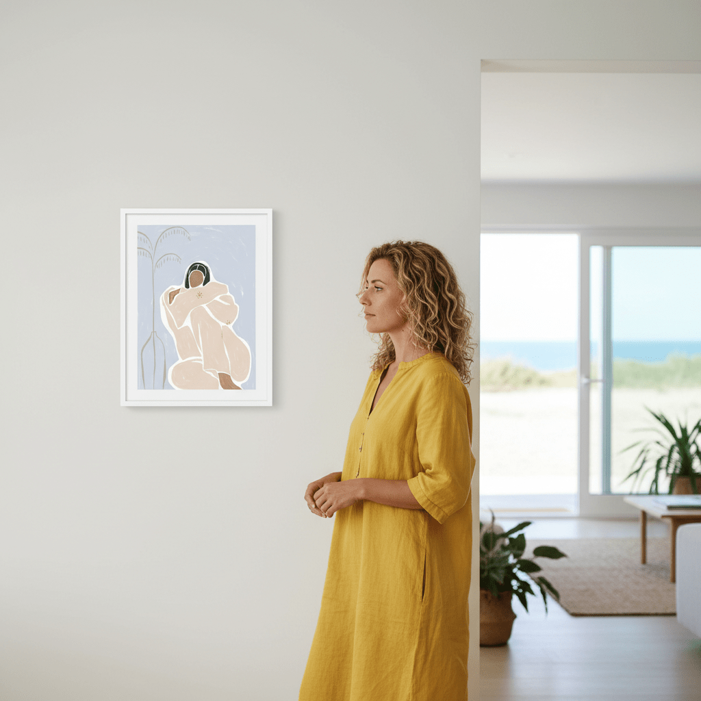 Woman Cuddle Herself by Ivy Green Illustrations wall - art - picture - poster