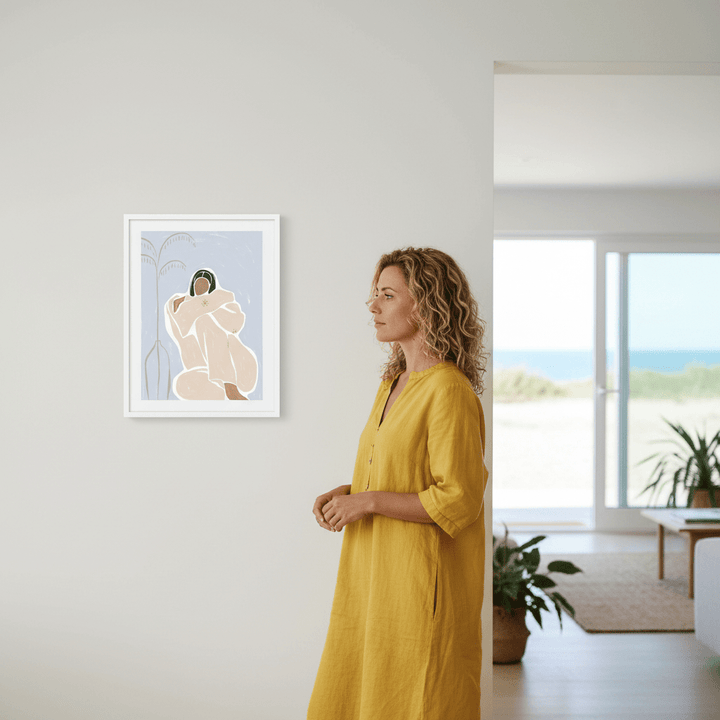 Woman Cuddle Herself by Ivy Green Illustrations wall - art - picture - poster