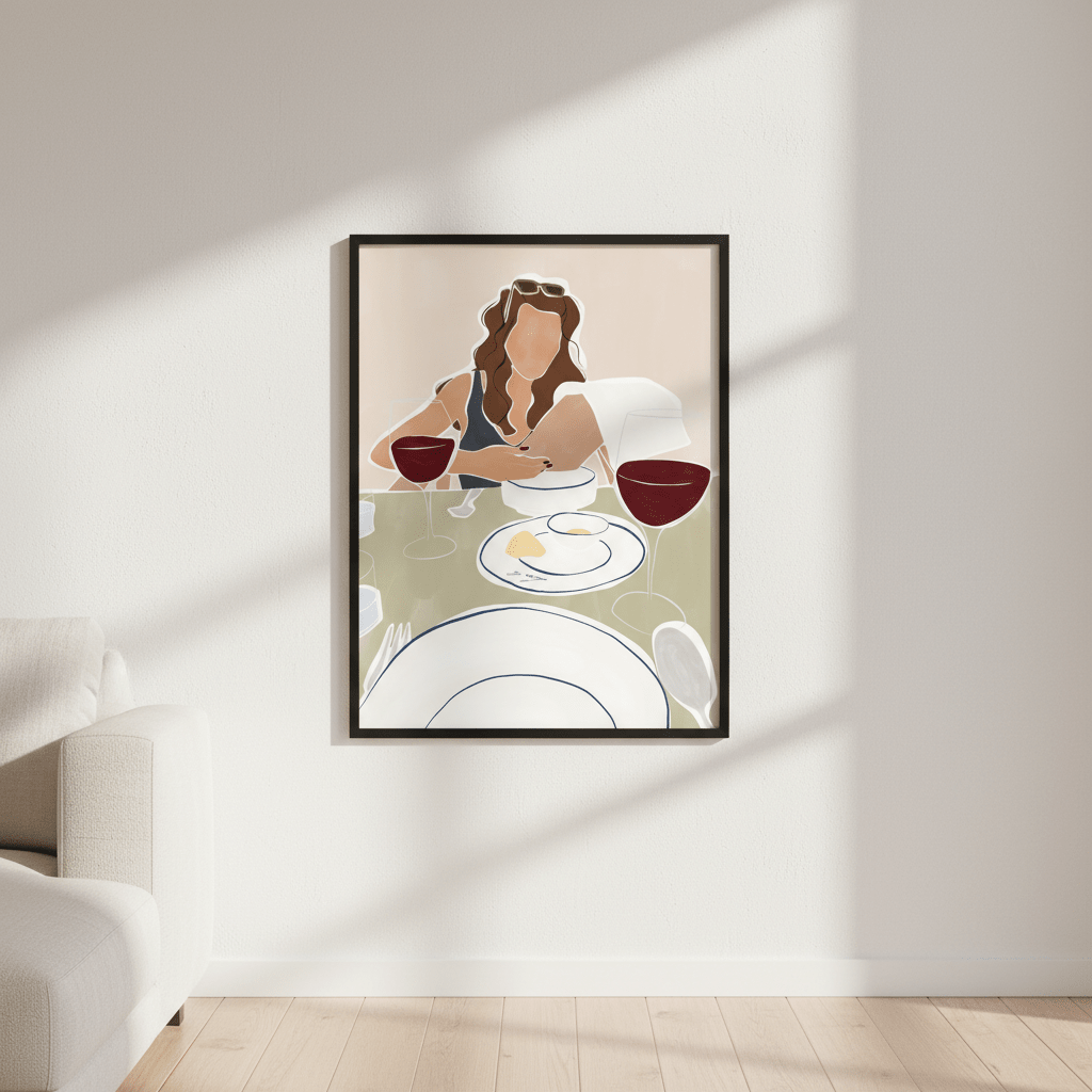 Woman Dining in a Restaurant by Ivy Green Illustrations wall - art - picture - poster