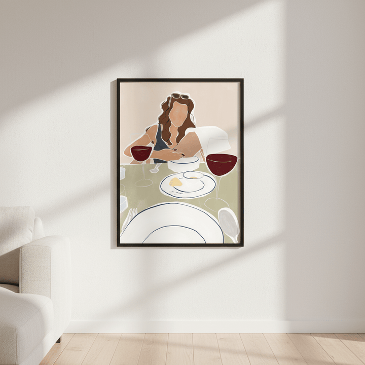 Woman Dining in a Restaurant by Ivy Green Illustrations wall - art - picture - poster