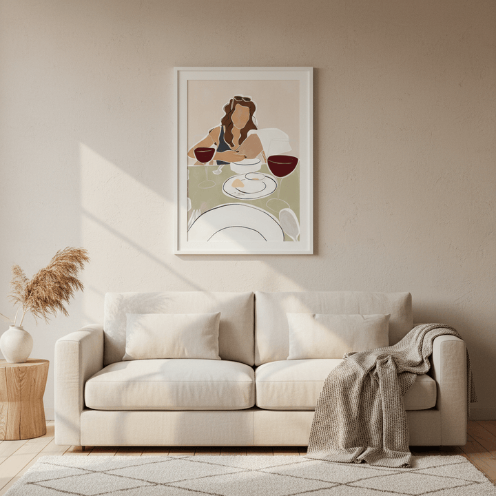 Woman Dining in a Restaurant by Ivy Green Illustrations wall - art - picture - poster