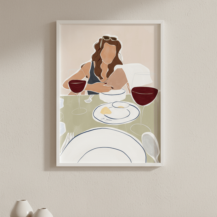 Woman Dining in a Restaurant by Ivy Green Illustrations wall - art - picture - poster
