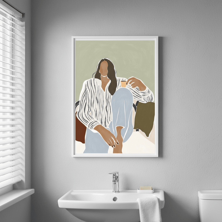Woman Enjoying a Cup of Espresso by Ivy Green Illustrations wall - art - picture - poster