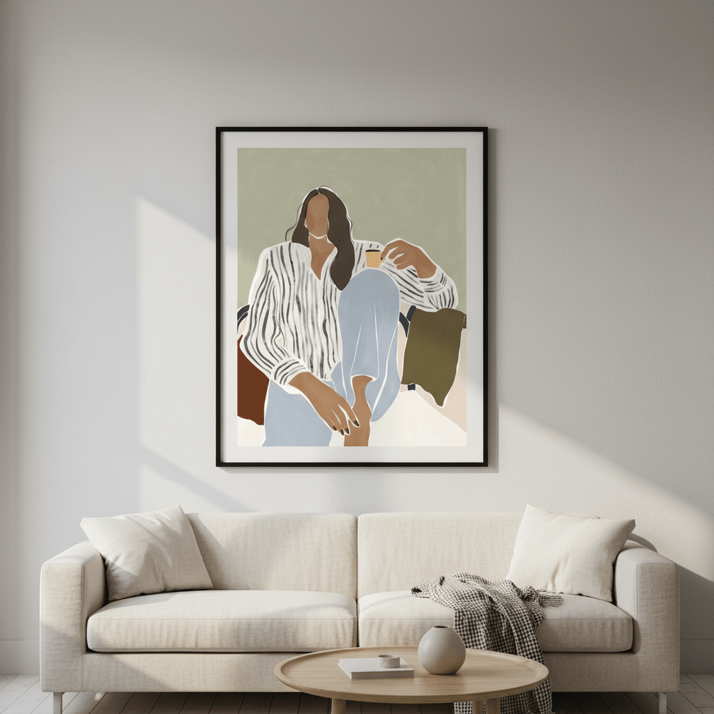 Woman Enjoying a Cup of Espresso by Ivy Green Illustrations wall - art - picture - poster