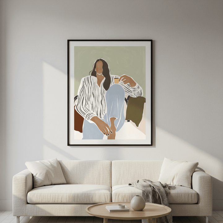 Woman Enjoying a Cup of Espresso by Ivy Green Illustrations wall - art - picture - poster