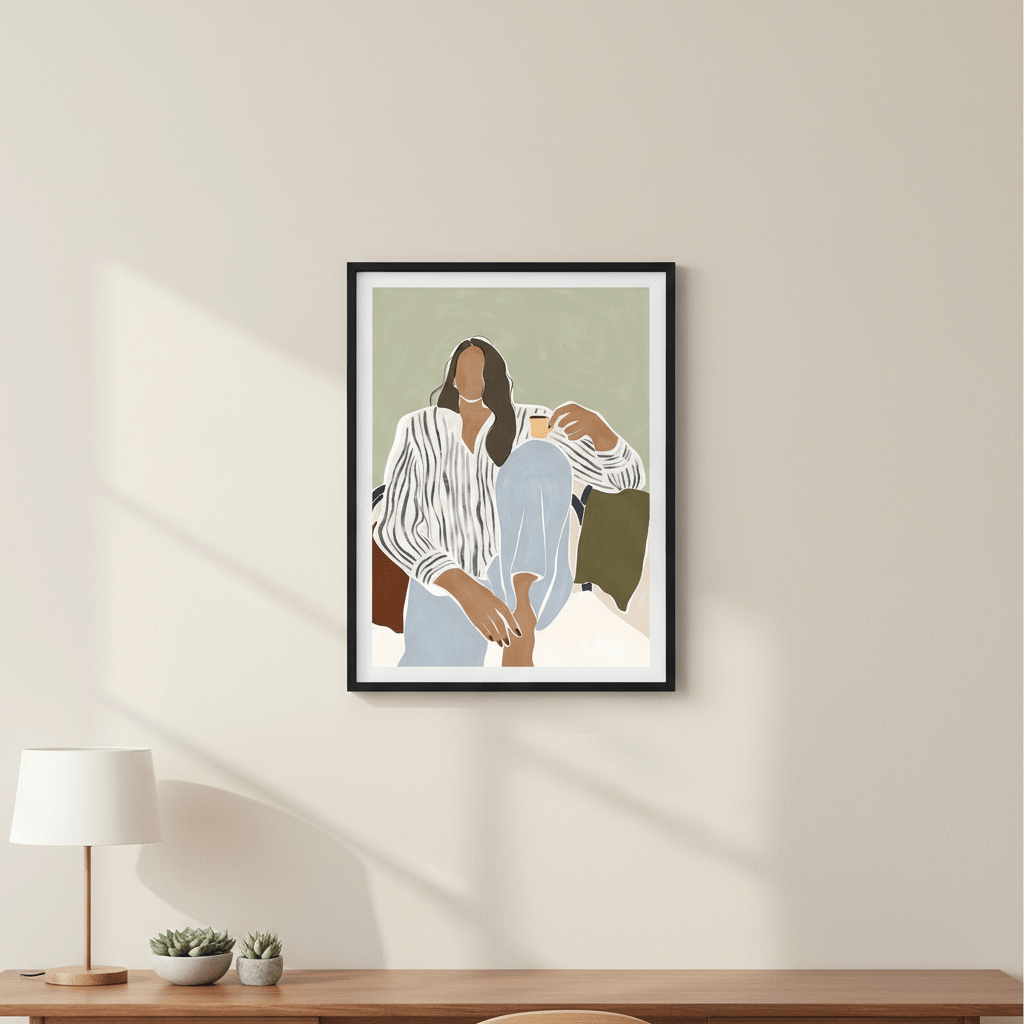 Woman Enjoying a Cup of Espresso by Ivy Green Illustrations wall - art - picture - poster