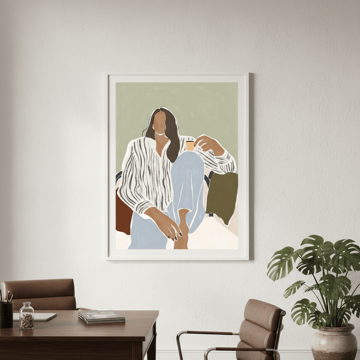 Woman Enjoying a Cup of Espresso by Ivy Green Illustrations wall - art - picture - poster
