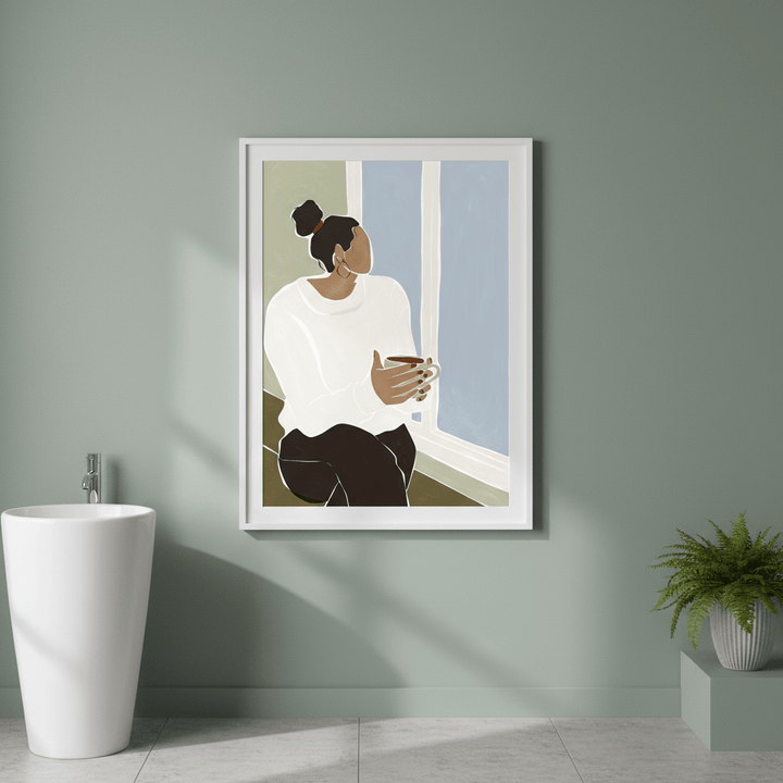 Woman Enjoying a Cup of Tea by Ivy Green Illustrations wall - art - picture - poster