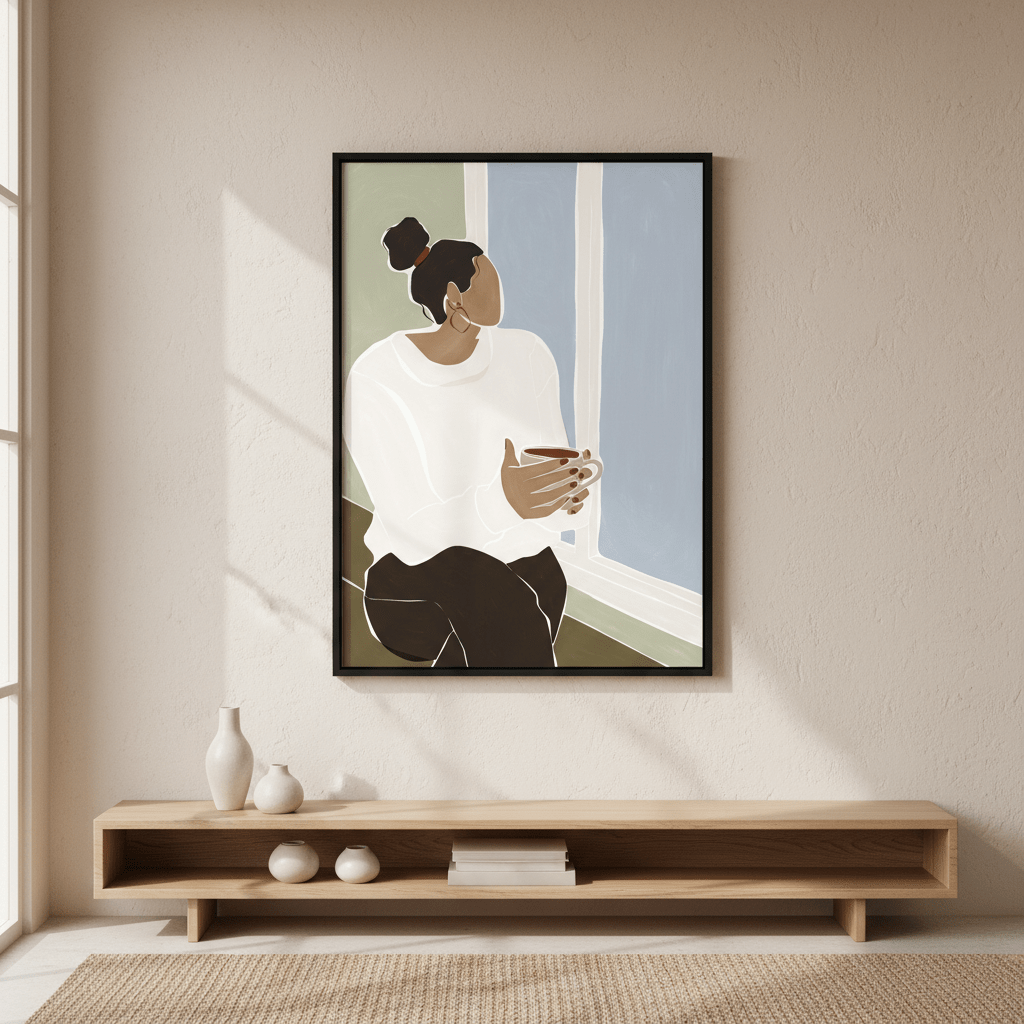Woman Enjoying a Cup of Tea by Ivy Green Illustrations wall - art - picture - poster