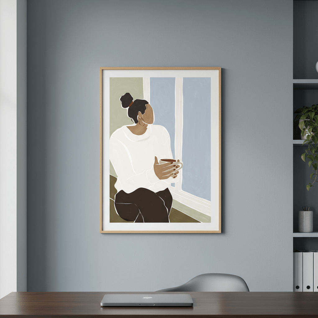 Woman Enjoying a Cup of Tea by Ivy Green Illustrations wall - art - picture - poster