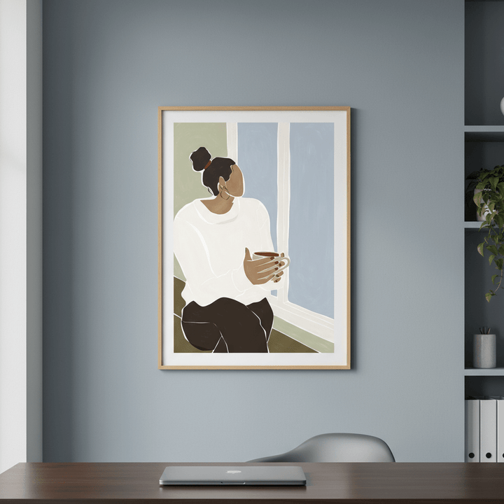 Woman Enjoying a Cup of Tea by Ivy Green Illustrations wall - art - picture - poster