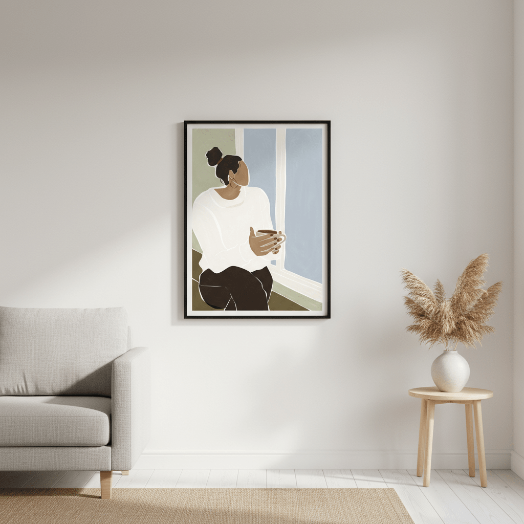 Woman Enjoying a Cup of Tea by Ivy Green Illustrations wall - art - picture - poster