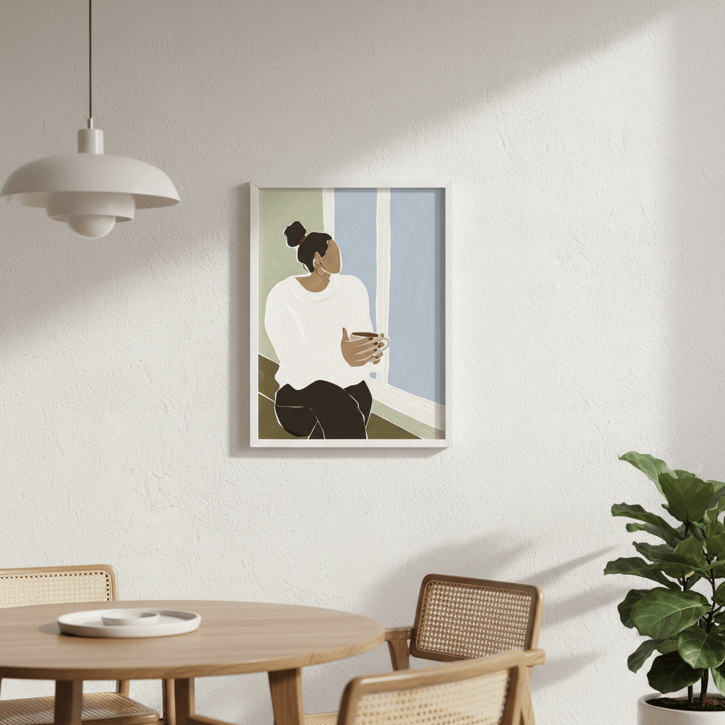 Woman Enjoying a Cup of Tea by Ivy Green Illustrations wall - art - picture - poster