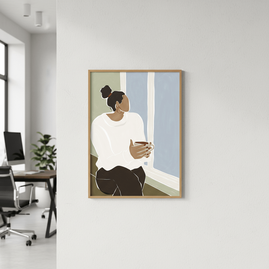 Woman Enjoying a Cup of Tea by Ivy Green Illustrations wall - art - picture - poster