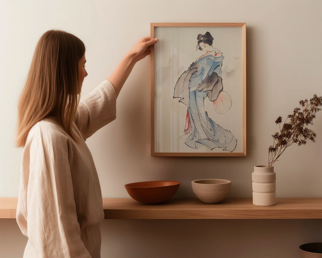 Woman Wearing Kimono Wall Art by Katsushika Hokusai - Style My Wall