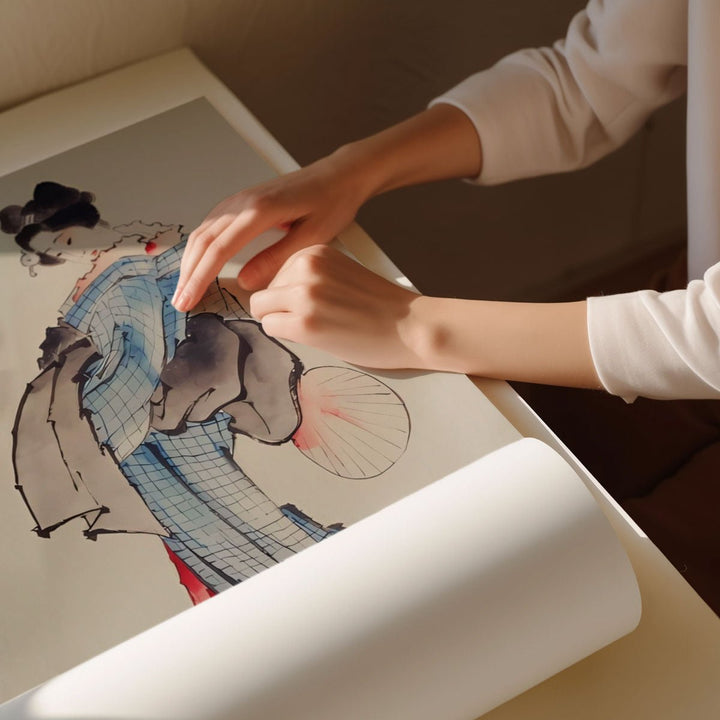 Woman Wearing Kimono Wall Art by Katsushika Hokusai - Style My Wall