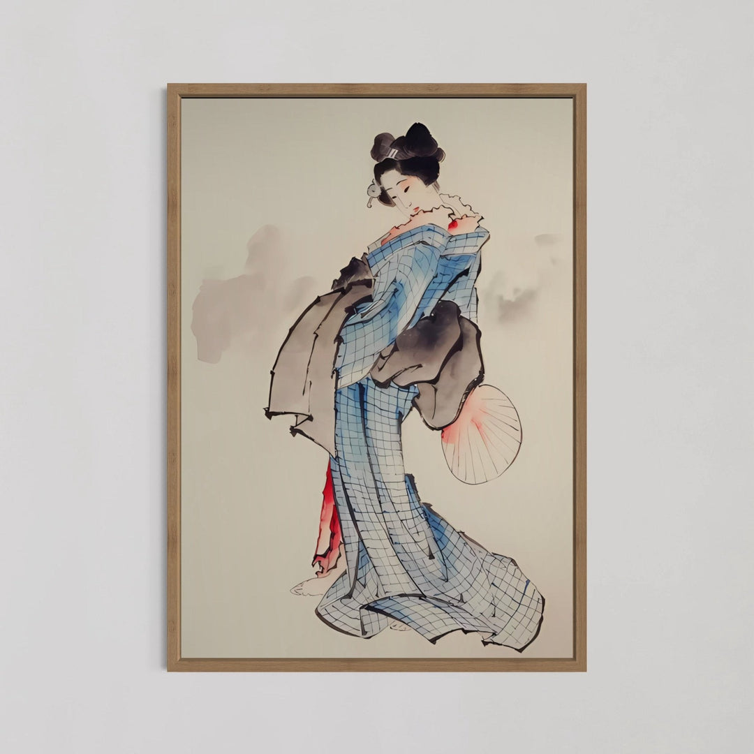 Woman Wearing Kimono Wall Art by Katsushika Hokusai - Style My Wall,frame