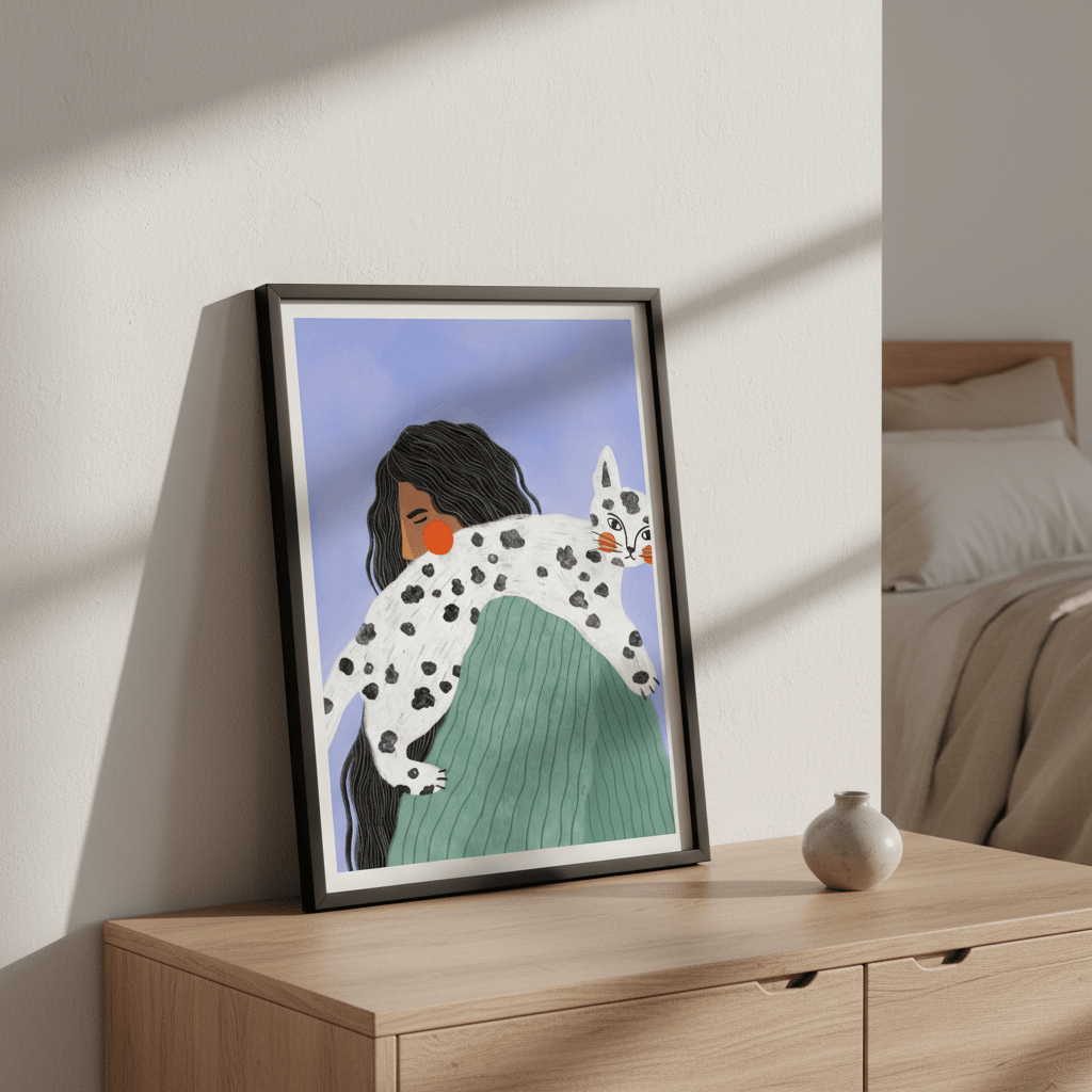 Woman with Cat by Bea Muller wall - art - picture - poster