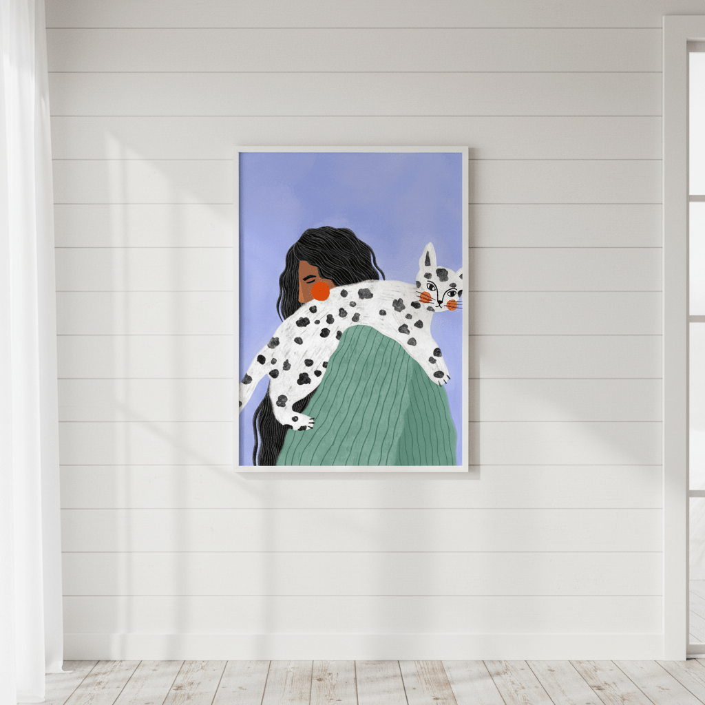Woman with Cat by Bea Muller wall - art - picture - poster