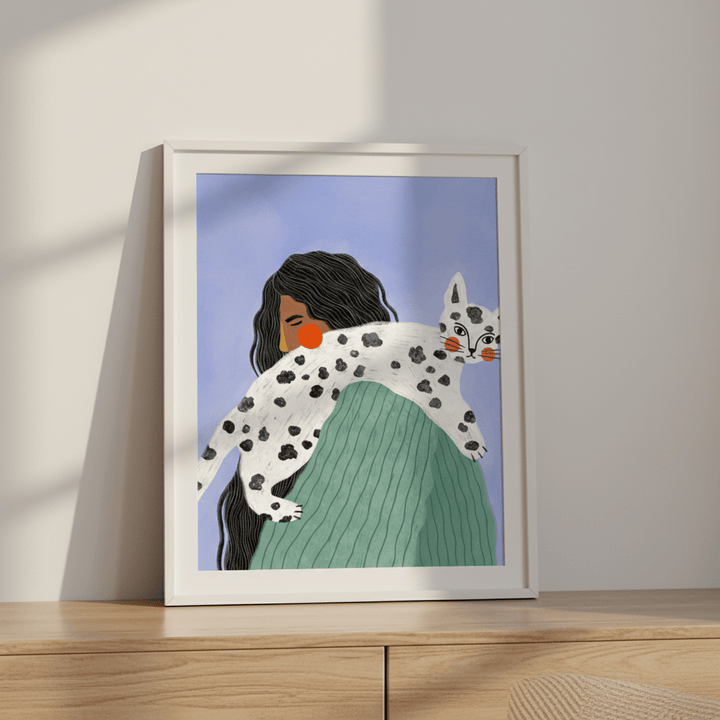 Woman with Cat by Bea Muller wall - art - picture - poster