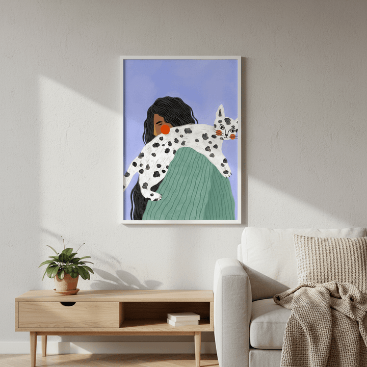 Woman with Cat by Bea Muller wall - art - picture - poster
