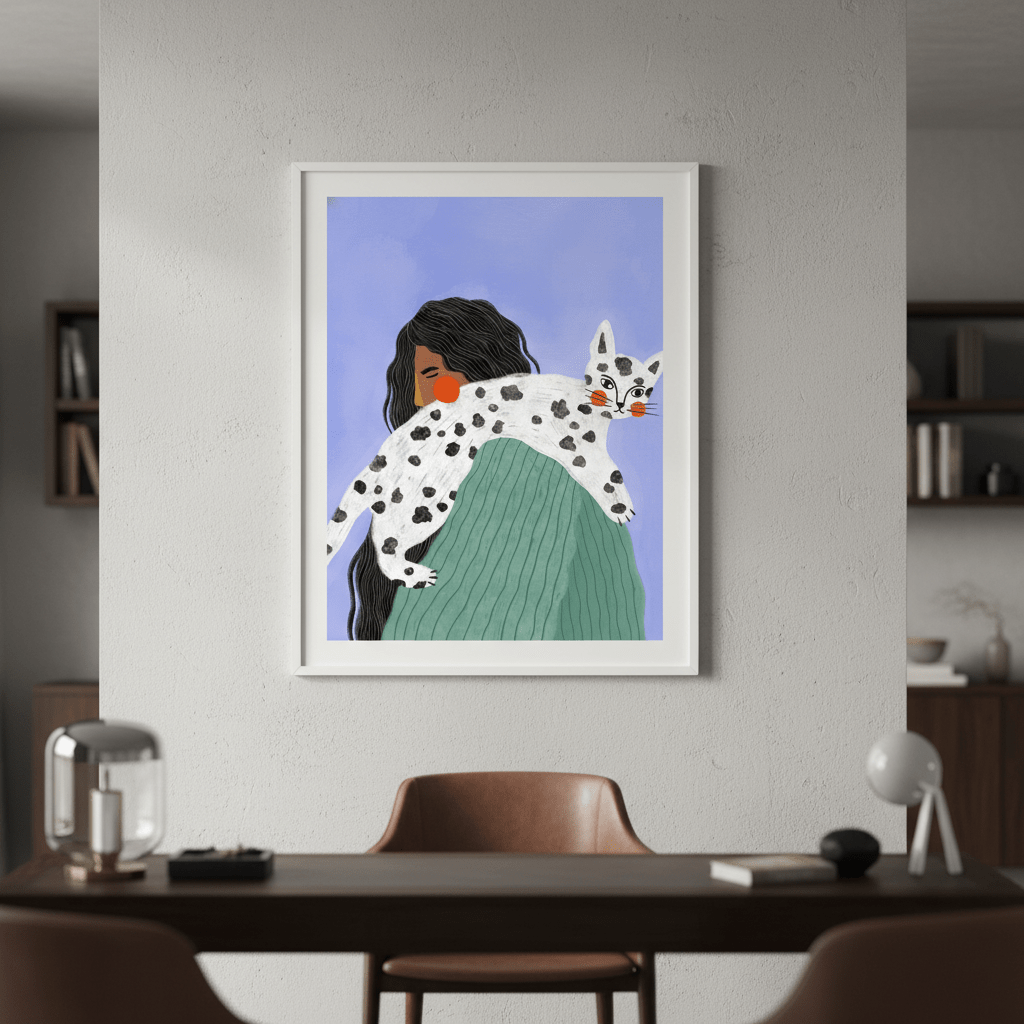 Woman with Cat by Bea Muller wall - art - picture - poster