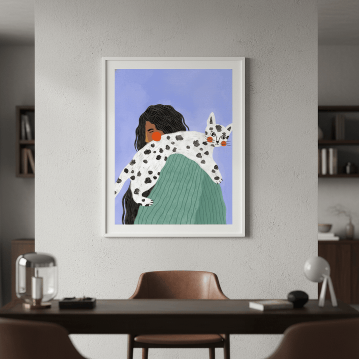 Woman with Cat by Bea Muller wall - art - picture - poster